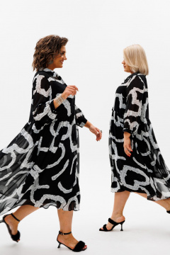 Элегантное платье из шифона с отрезной линией талии и падугами Anelli 1362 черное_сердце - фото 4