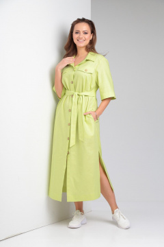 Легкое платье свободного кроя из льна для повседневности TVIN 7639 груша - фото 3