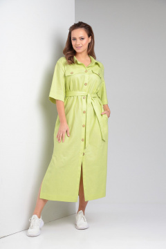 Легкое платье свободного кроя из льна для повседневности TVIN 7639 груша - фото 1