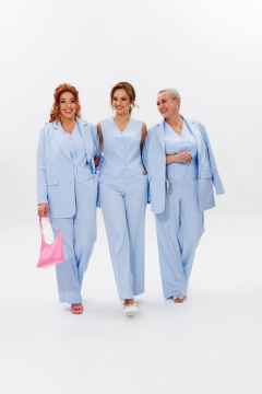 Костюм-тройка из костюмной ткани с жакетом, жилетом и брюками Mubliz 173 голубой - фото 4