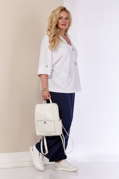 Блуза, брюки Shetti 4057 белый+синий - фото 4