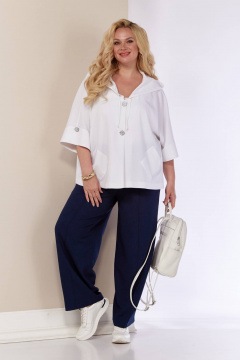 Блуза, брюки Shetti 4057 белый+синий - фото 2