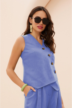 Летний костюм с жилетом и брюками из вискозы и льна Lissana 4940 лавандовый - фото 4