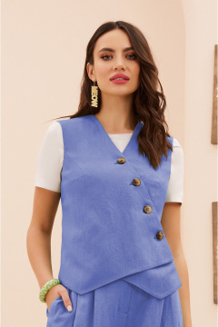 Летний костюм с жилетом и брюками из вискозы и льна Lissana 4940 лавандовый - фото 2