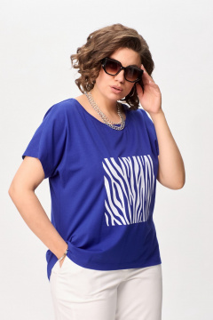 Свободная трикотажная футболка с принтом для повседневных образов Bliss 8279 электрик - фото 3