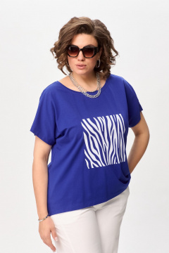 Свободная трикотажная футболка с принтом для повседневных образов Bliss 8279 электрик - фото 1