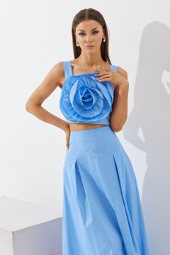 Голубой комплект топ и юбка с аппликацией для повседневного стиля N.O.W. 1431 - фото 4