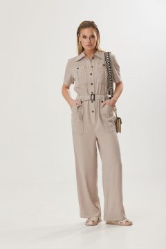 Бежевый демисезонный комбинезон из вискозы для элегантных образов Твой имидж 1591 бежевый - фото 5