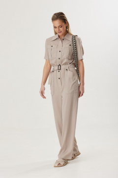 Бежевый демисезонный комбинезон из вискозы для элегантных образов Твой имидж 1591 бежевый - фото 2