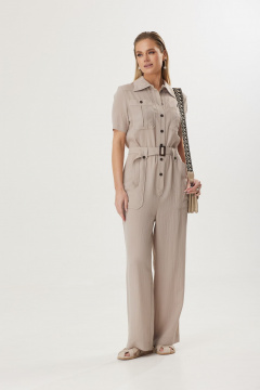 Бежевый демисезонный комбинезон из вискозы для элегантных образов Твой имидж 1591 бежевый - фото 4
