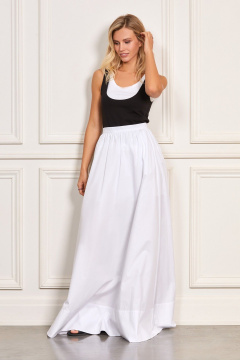 Юбка белая расклешенная с сборкой и карманами на широкой обтачке Rivoli 4049 белый - фото 2