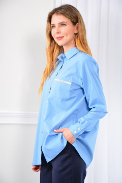 Голубая рубашка с яркими пуговицами и съёмным галстуком LM CO602 - фото 2