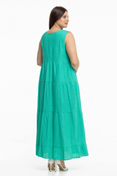 Льняной сарафан с воланами и длинной юбкой Avila 0959 бирюзовый - фото 2