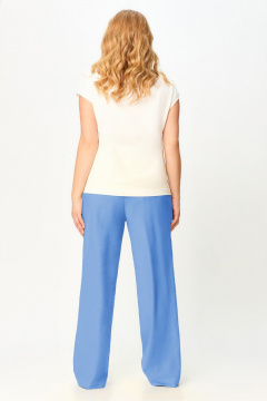 Белый и синий джемпер с декоративной печатью для повседневных образов Laikony L-291-1 бел+син - фото 4