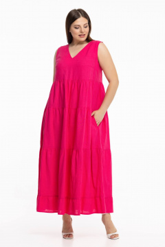 Льняной сарафан с воланами и длиной в пол Avila 0959 малиновый - фото 2