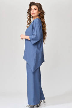 Костюм из смесовой ткани с блузкой и брюками Fita 1085 синий - фото 3