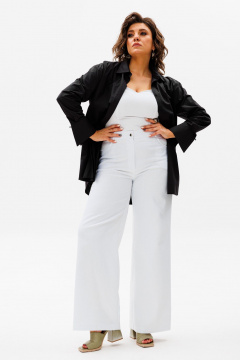 Брюки палаццо из мягкого джинса с карманами Anelli 1437 белый - фото 5