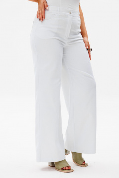 Брюки палаццо из мягкого джинса с карманами Anelli 1437 белый - фото 4