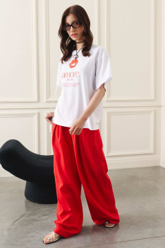 Свободная футболка из вискозы с печатью и коротким рукавом Lokka 1444 - фото 5