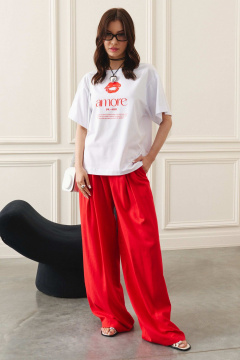 Свободная футболка из вискозы с печатью и коротким рукавом Lokka 1444 - фото 1