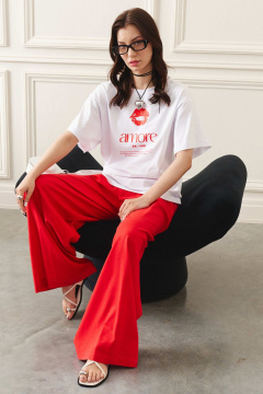 Свободная футболка из вискозы с печатью и коротким рукавом Lokka 1444 - фото 3