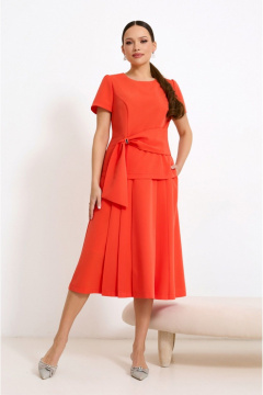 Оранжевый юбочный костюм с блузой и складками Lissana 4904 оранжевый - фото 5