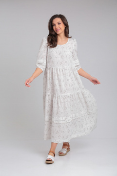 Классическое летнее платье из муслиновой хлопковой ткани LeNata 13273 рисунок-на-молочном - фото 3