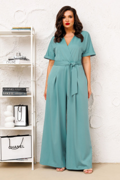 Летний стильный комбинезон из плательной ткани с ремнем AGATTI 5297 морская_волна - фото 3