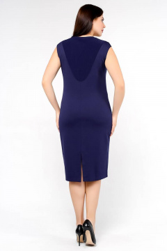 Платье на каждый день из вискозы и трикотажа с разрезом La rouge 5306 темно-синий - фото 2