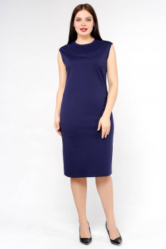 Платье на каждый день из вискозы и трикотажа с разрезом La rouge 5306 темно-синий - фото 1