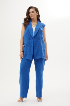 Леняной костюм 2-ка с жилетом и брюками прямого кроя MALI 724-039 - фото 1