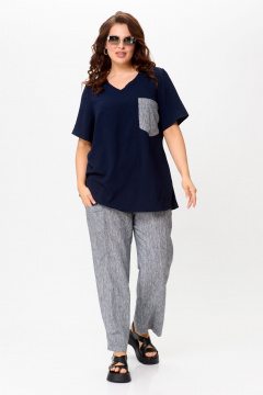 Брюки, футболка OVERYOU М103/1 сине-белый - фото 2