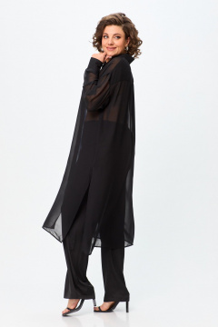 Демисезонные рубашки в стиле оверсайз из шифона Avenue 0315-2 черный+синий_дизайн - фото 4