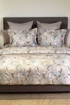 Двуспальный комплект постельного белья с ирисами из хлопка Listelle 2613402 - фото 1