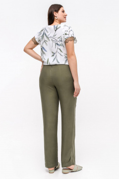 Женские летние брюки из вискозы с поясом на резинке La rouge 8056 хаки - фото 3