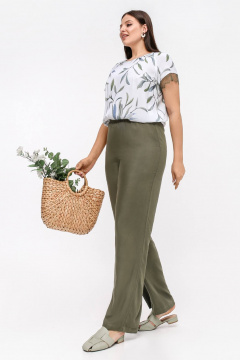 Женские летние брюки из вискозы с поясом на резинке La rouge 8056 хаки - фото 2