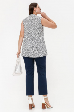 Летняя блузка из набивного штапеля с коротким рукавом La rouge 6271 белый-(веточки) - фото 4