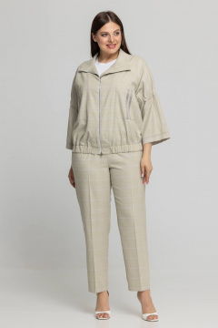 Демисезонный спорт-шик костюм бомбер и брюки из вискозы Avila 0960 светло-бежевый - фото 3