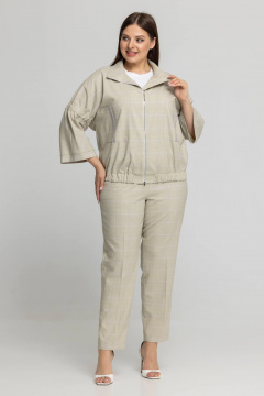 Демисезонный спорт-шик костюм бомбер и брюки из вискозы Avila 0960 светло-бежевый - фото 2