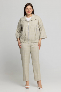 Демисезонный спорт-шик костюм бомбер и брюки из вискозы Avila 0960 светло-бежевый - фото 1