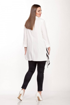 Демисезонный комплект из текстиля: блузка и легинсы из эко-замши Belinga 2089 бело-черный - фото 3