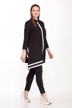Стильный комплект из текстиля: асимметричная блузка и легинсы Belinga 2089 черный - фото 3