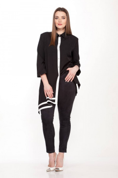 Стильный комплект из текстиля: асимметричная блузка и легинсы Belinga 2089 черный - фото 2