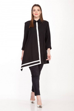 Стильный комплект из текстиля: асимметричная блузка и легинсы Belinga 2089 черный - фото 1