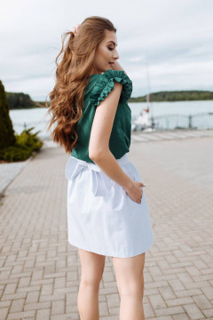 Юбка мини колокольная с карманами и поясом Madech 19146 белый_матовый - фото 2