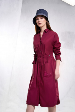 Платье из текстиля красное для летнего повседневного стиля Motif 1124 бордо - фото 1