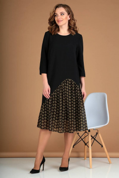 Платье демисезонное нарядное из тканей с асимметричным низом Liona Style 756 черный - фото 2