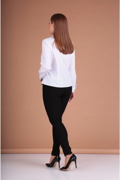 Деловая приталенная блуза из текстиля с талевыми вытачками Таир-Гранд 62399 белый - фото 3