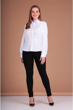 Деловая приталенная блуза из текстиля с талевыми вытачками Таир-Гранд 62399 белый - фото 2