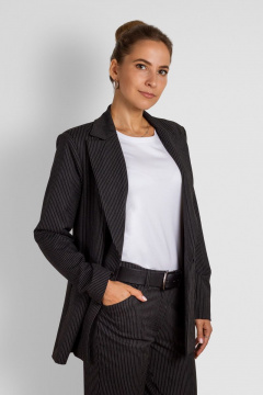 Черные классические брюки 7/8 с карманами и резинкой Mirolia 791-К черный_полоска - фото 3